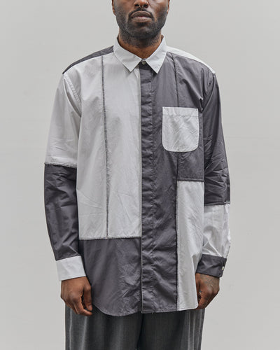 Engineered Garments Combo Short Collar Shirt, White/Charcoal