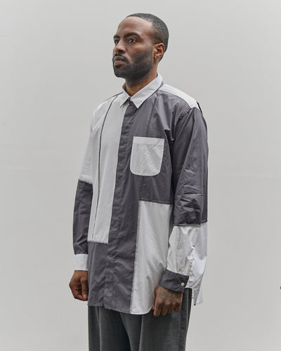Engineered Garments Combo Short Collar Shirt, White/Charcoal