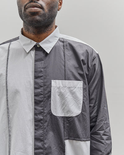 Engineered Garments Combo Short Collar Shirt, White/Charcoal