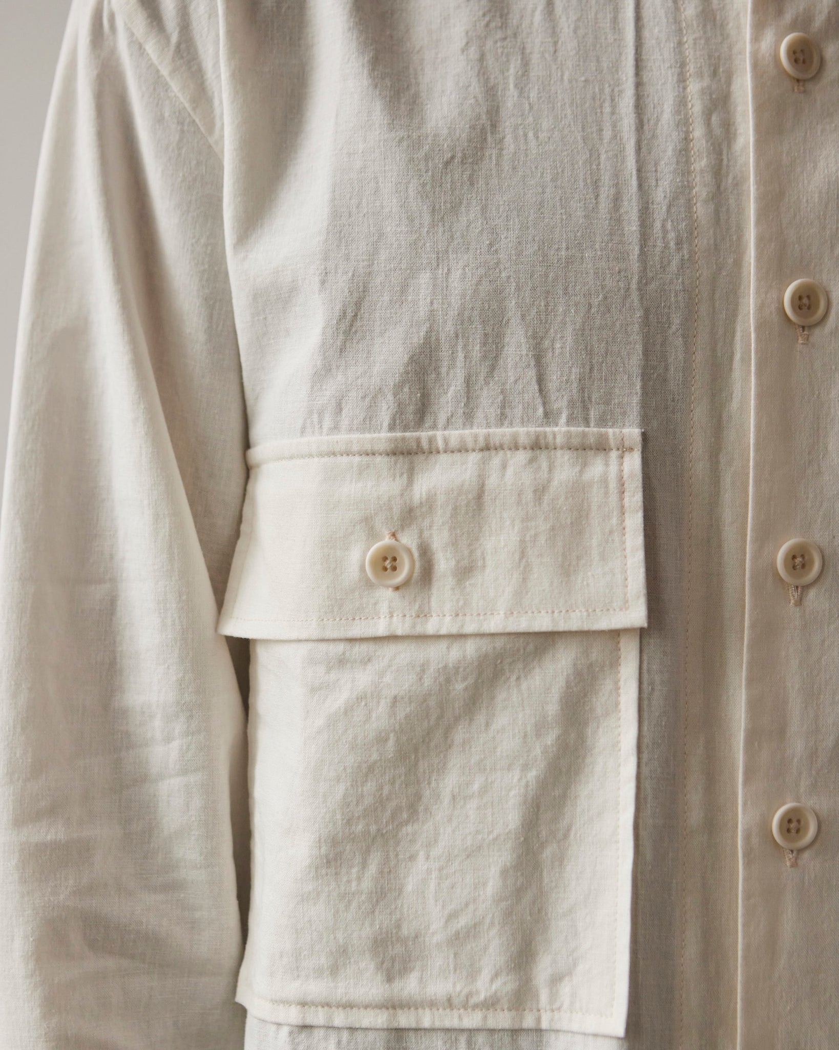 Evan Kinori Cotton/Hemp Muslin Big Shirt, Natural
