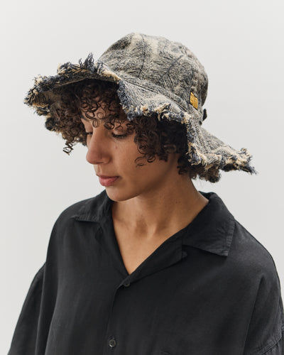 Kapital 12oz MAGPIE Denim RADIO Tulip Hat, BLKxBE