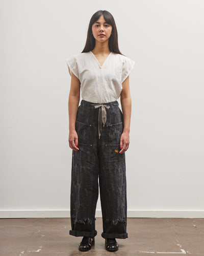 Kapital 12oz MAGPIE Denim W-Knee Easy Baggy Pants, BLKxBLK
