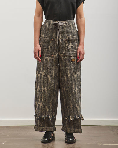 Kapital 12oz MAGPIE Denim W-Knee Easy Baggy Pants, BLKxBE