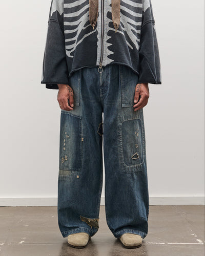 Kapital 14oz Denim FATIGUE Baggy Pants (RUSHFIELD Remake), PRO