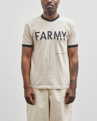 Kapital Unisex 18.5 Jersey RINGER Pocket T (FARMY), Ecru