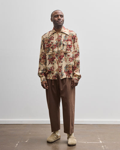 Kapital Drizzle Open Collar Shirt, Ecru Champetre Maria