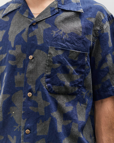 Kapital French Cloth Linen GUIDING LIGHT RAVEN-dye Aloha Shirt, IDG