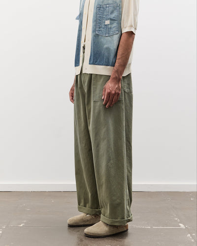 Kapital Herringbone FATIGUE Baggy Pants Unisex, Khaki