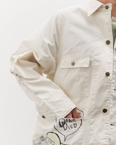 Kapital Rough-Face Twill CACTUS BEER JKT (Memorial Paint Model), Ecru