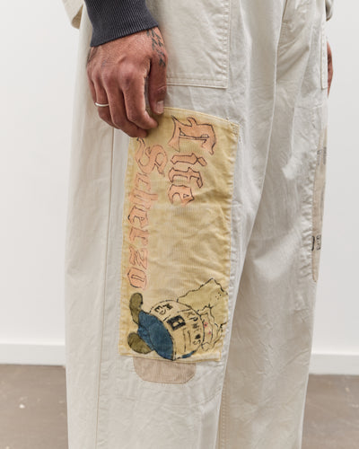 Kapital Rough-Face Twill FATIGUE Baggy Pants (RUSHWEEK Remake), Ecru