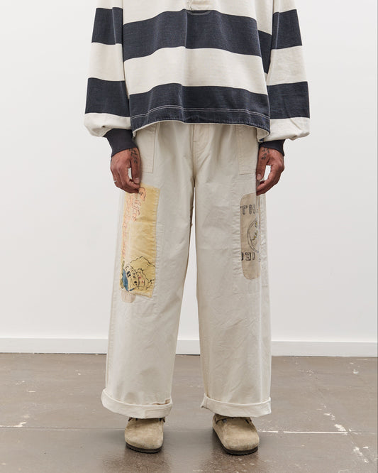Kapital Rough-Face Twill FATIGUE Baggy Pants (RUSHWEEK Remake), Ecru