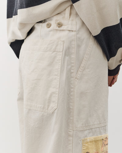 Kapital Rough-Face Twill FATIGUE Baggy Pants (RUSHWEEK Remake), Ecru