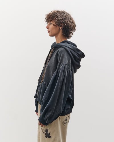 Kapital SWT Knit Gathered Sleeve DEVIL Hoodie Blouson, Black