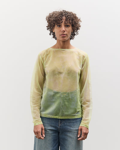 Kapital Sheer Jersey DIP-DYE Boat-Neck Long Sleeve T, Lime