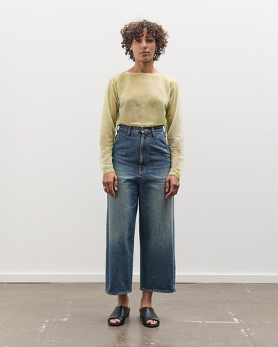 Kapital Sheer Jersey DIP-DYE Boat-Neck Long Sleeve T, Lime