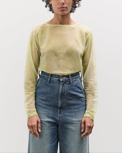 Kapital Sheer Jersey DIP-DYE Boat-Neck Long Sleeve T, Lime