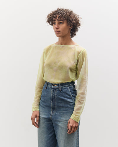 Kapital Sheer Jersey DIP-DYE Boat-Neck Long Sleeve T, Lime