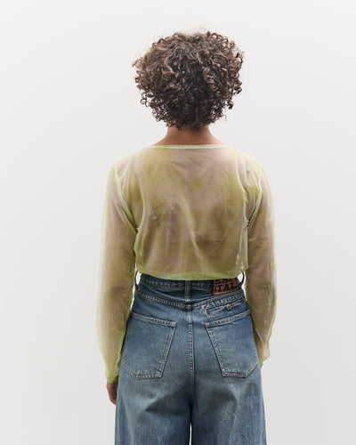 Kapital Sheer Jersey DIP-DYE Boat-Neck Long Sleeve T, Lime