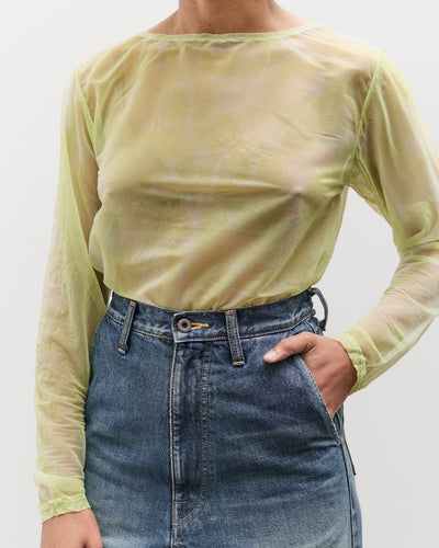 Kapital Sheer Jersey DIP-DYE Boat-Neck Long Sleeve T, Lime