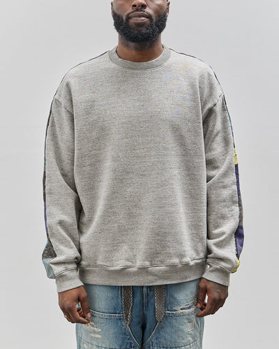 Kapital Unisex Top Fleece x American Quilt 2Tone Big Sweatshirt, Grey