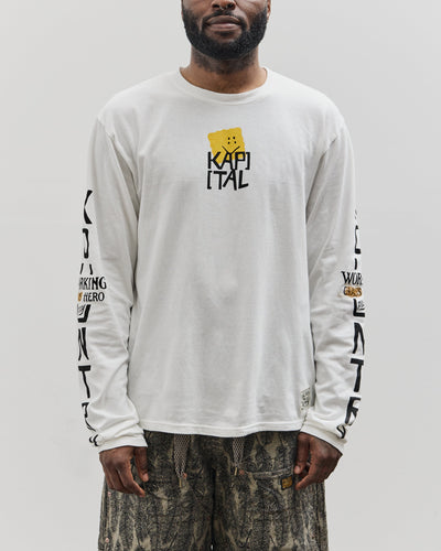 Kapital Unisex 20/-Jersey Crew Long Sleeve T (PECKISH KAP), Yellow