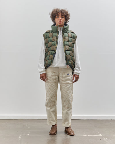 Kapital Ripstop Nylon Keel Weaving Vest, Khaki