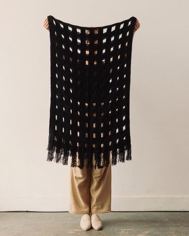 Lauren Manoogian Handwoven Grid Wrap, Black