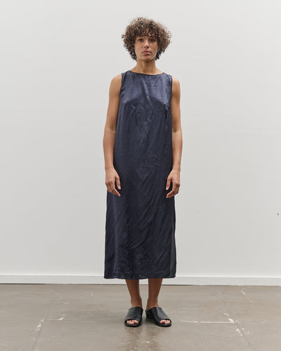 Mijeong Park Creased Satin Midi Dress, Navy