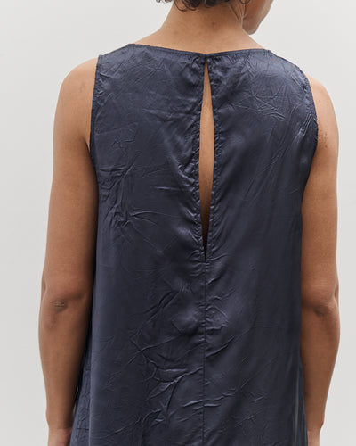 Mijeong Park Creased Satin Midi Dress, Navy