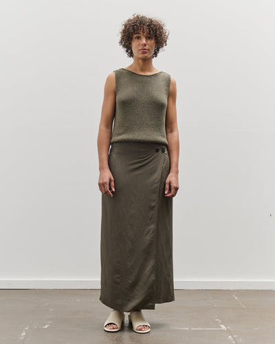 Mijeong Park Linen Blend Maxi Wrap Skirt, Olive