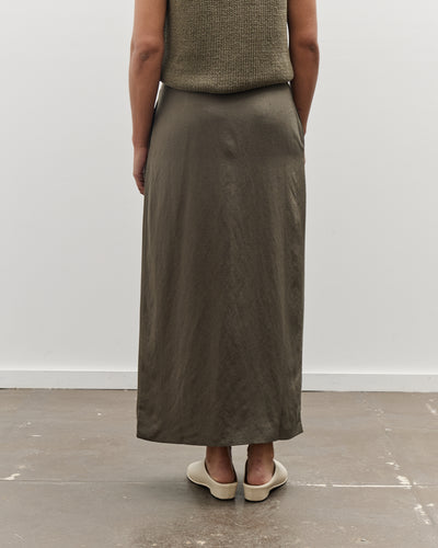 Mijeong Park Linen Blend Maxi Wrap Skirt, Olive