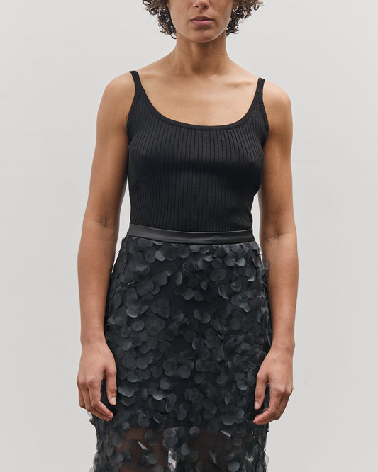 Mijeong Park Slim Ribbed Knit Tank, Black