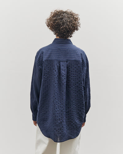 Mijeong Park Stripe Oversized Shirt, Navy
