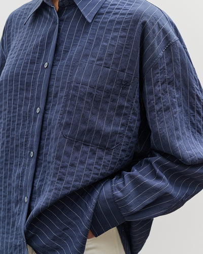 Mijeong Park Stripe Oversized Shirt, Navy