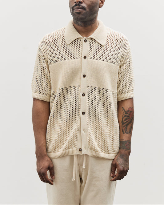 Universal Works S/S Knit Shirt, Ecru
