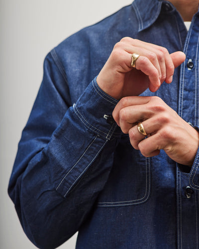 orSlow Linen Dungaree Work Shirt, Blue