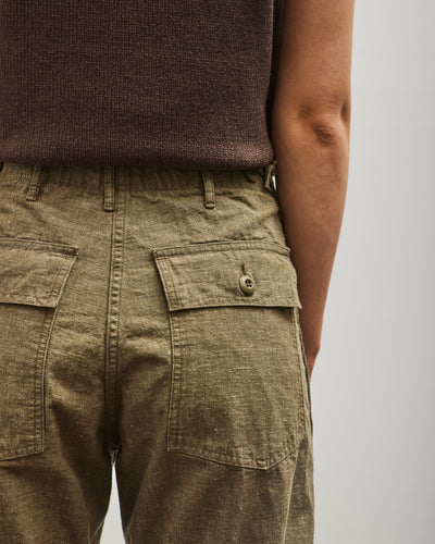 orSlow Short Length Chambray Fatigue Pants, Dusty Olive