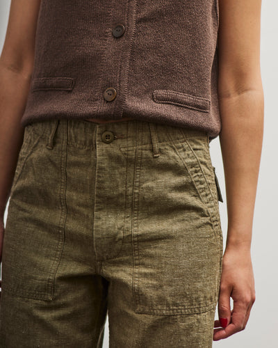 orSlow Short Length Chambray Fatigue Pants, Dusty Olive
