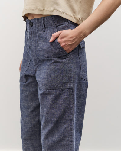 orSlow Short Length Chambray Fatigue Pants, Stone Blue
