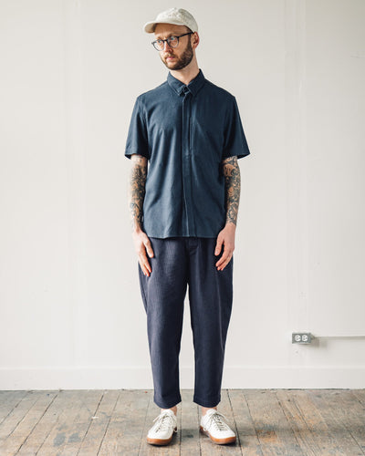 7115 Unisex Short Sleeve Side Pocket Shirt, Navy