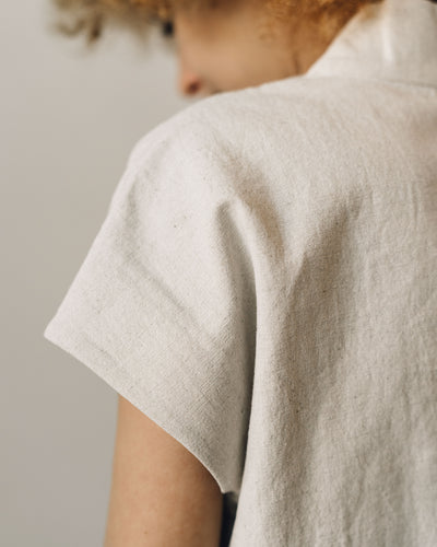 7115 V-Neck Panel Top, Beige