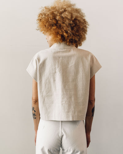 7115 V-Neck Panel Top, Beige