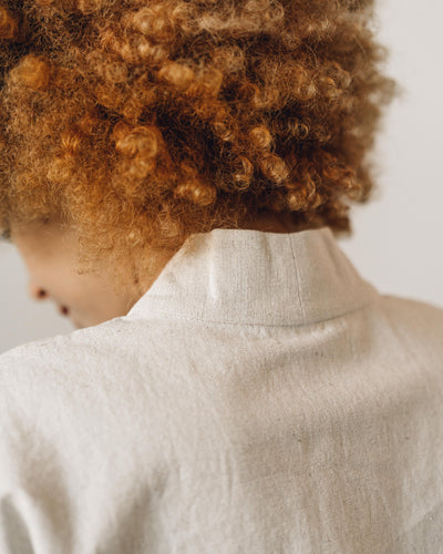 7115 V-Neck Panel Top, Beige