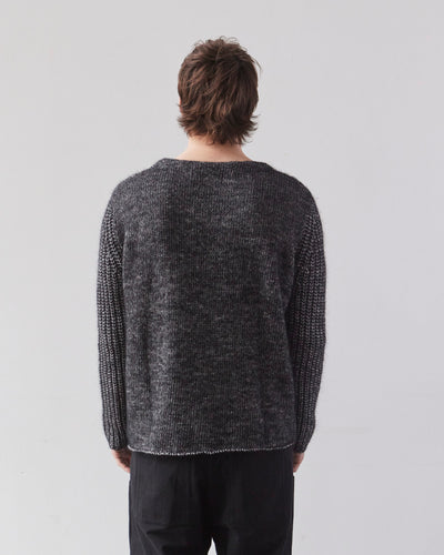 7115 Unisex Chunky Fisherman Sweater, Frizzy Black