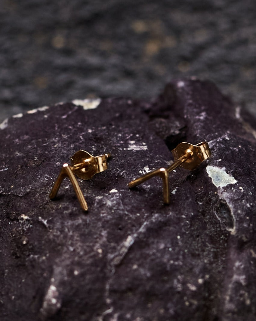 Another Feather Small Dart Studs, 14k Gold