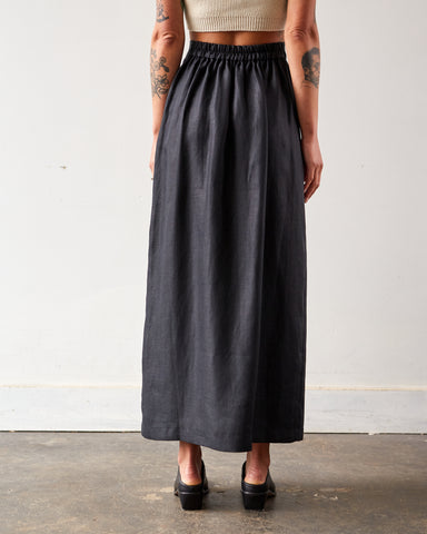Cordera Linen Long Skirt, Black