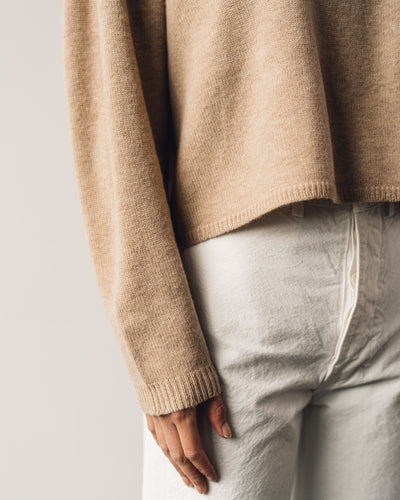 7115 Relaxed Mockneck Sweater, Tan