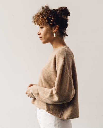 7115 Relaxed Mockneck Sweater, Tan