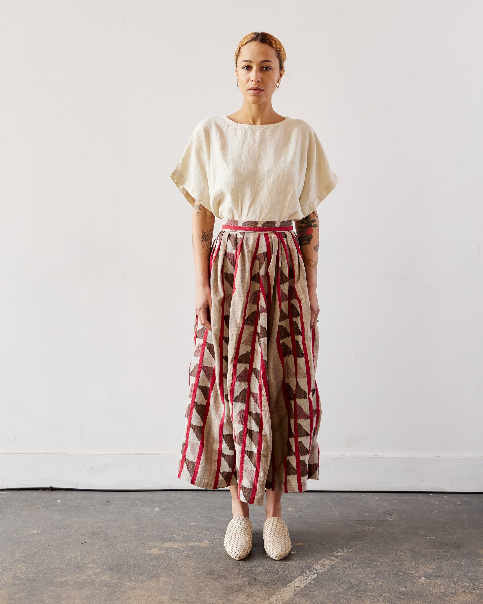 Kapital Pueblo Stripe Harvest Skirt, Red/Brown