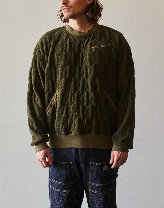 Kapital Waffle Quilt Crew Sweater, Khaki